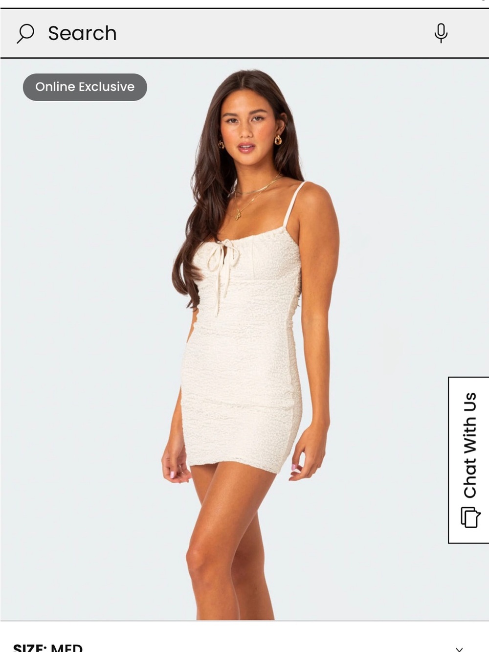 Edikted Cream Mini Dress with Pink Brand Tag